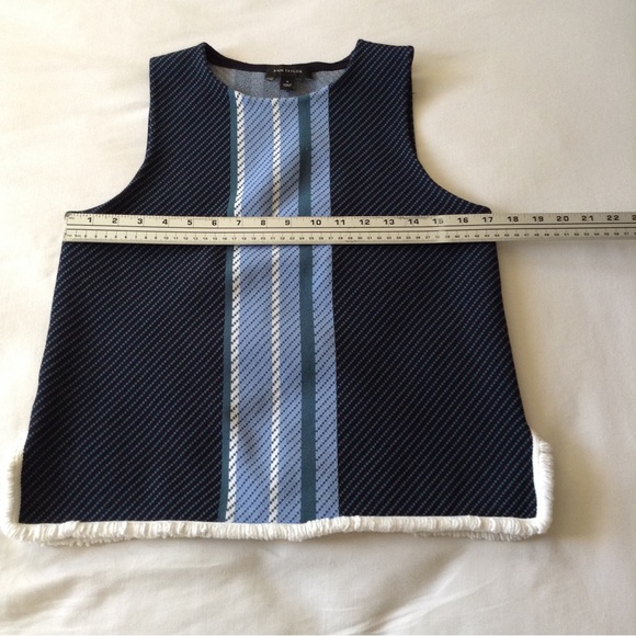 Ann Taylor blue striped sleeveless sweater fringe hem size medium Careerwear - Picture 6 of 9